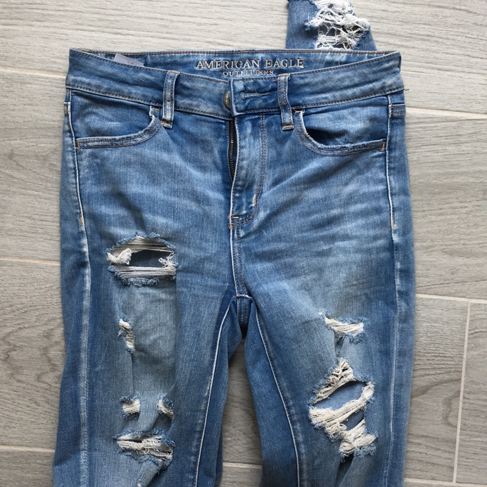 American Eagle High Waisted Ripped Jeans